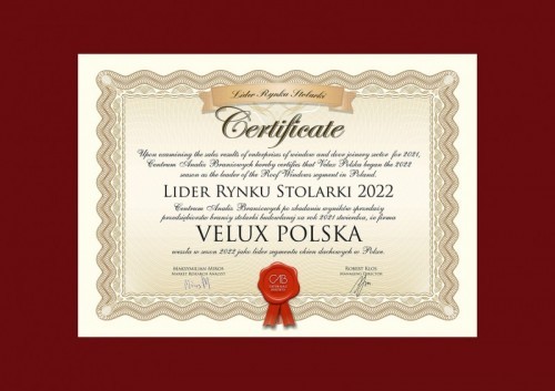 Firma VELUX Liderem Rynku Stolarki 2022