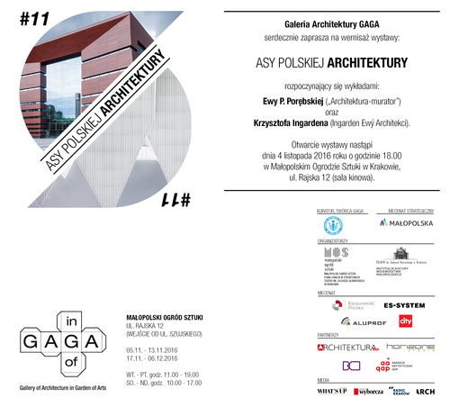 Wystawę pt. „Asy polskiej architektury” można oglądać już od 5 listopada w Galerii Architektury GAGA w Małopolskim Ogrodzie Sztuki w Krakowie